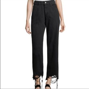 DL1961 Hepburn Wide Leg Distressed Jeans Black Size 25